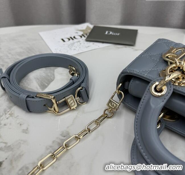 Famous Brand Dior Mini Lady D-Joy Bag in Cannage Lambskin M0636 Dusty Blue 2025