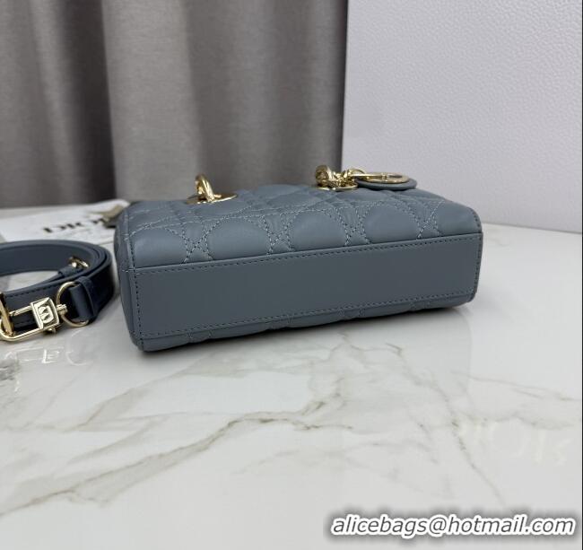 Famous Brand Dior Mini Lady D-Joy Bag in Cannage Lambskin M0636 Dusty Blue 2025