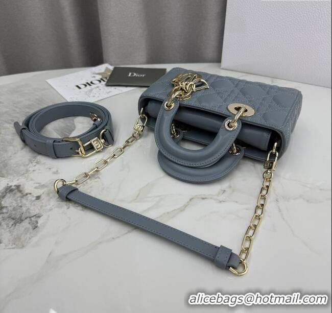 Famous Brand Dior Mini Lady D-Joy Bag in Cannage Lambskin M0636 Dusty Blue 2025