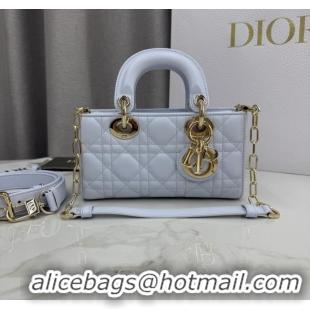 Luxury Discount Dior Mini Lady D-Joy Bag in Cannage Lambskin M0636 Ice Blue 2025