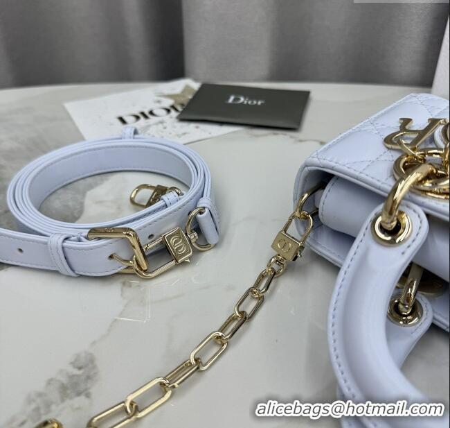 Luxury Discount Dior Mini Lady D-Joy Bag in Cannage Lambskin M0636 Ice Blue 2025