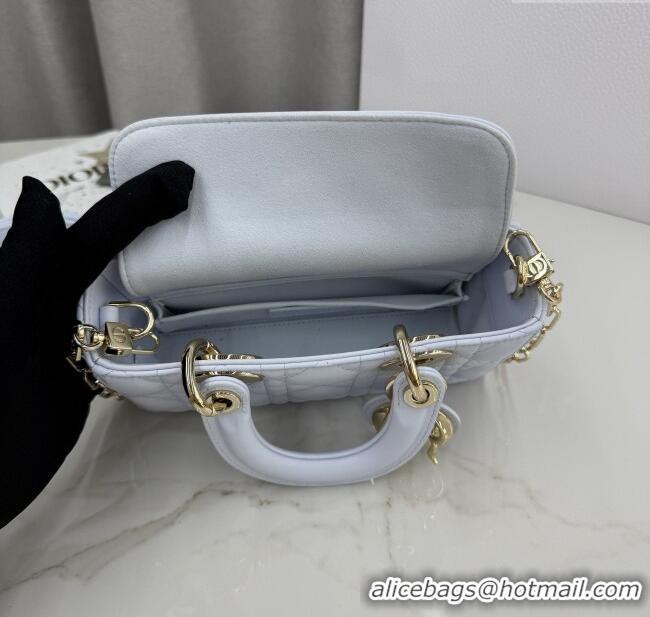 Luxury Discount Dior Mini Lady D-Joy Bag in Cannage Lambskin M0636 Ice Blue 2025