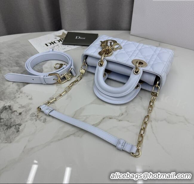 Luxury Discount Dior Mini Lady D-Joy Bag in Cannage Lambskin M0636 Ice Blue 2025