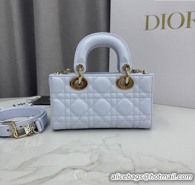 Luxury Discount Dior Mini Lady D-Joy Bag in Cannage Lambskin M0636 Ice Blue 2025