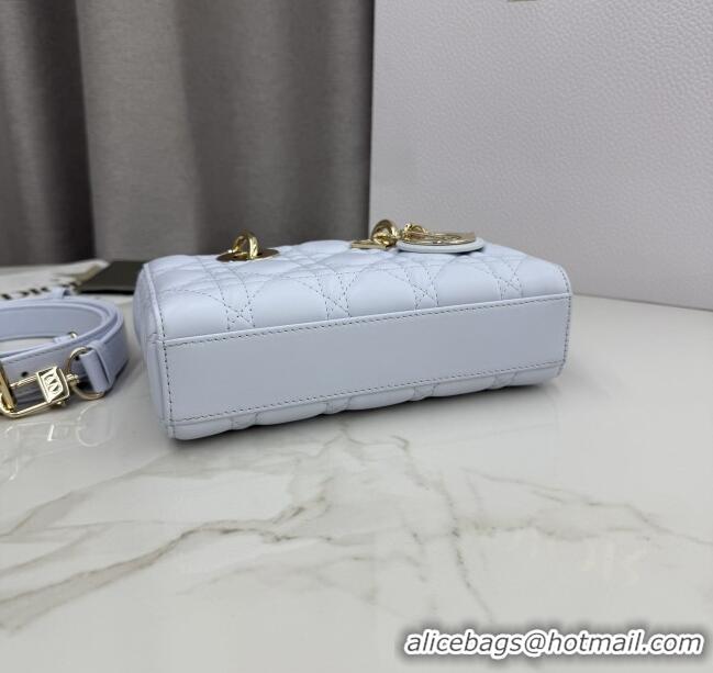 Luxury Discount Dior Mini Lady D-Joy Bag in Cannage Lambskin M0636 Ice Blue 2025