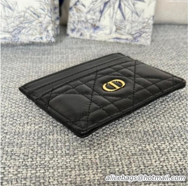 Top Quality Dior Caro Freesia Card Holder in Supple Cannage Calfskin S5130 Black 2025