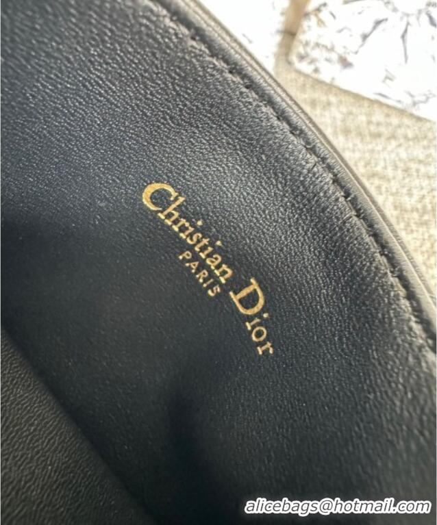 Top Quality Dior Caro Freesia Card Holder in Supple Cannage Calfskin S5130 Black 2025