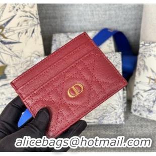 Good Taste Dior Caro Freesia Card Holder in Supple Cannage Calfskin S5130 Red 2025
