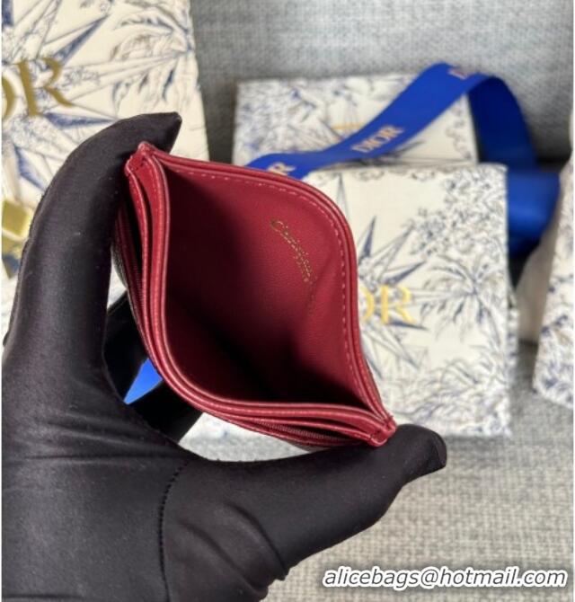 Good Taste Dior Caro Freesia Card Holder in Supple Cannage Calfskin S5130 Red 2025