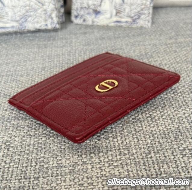 Good Taste Dior Caro Freesia Card Holder in Supple Cannage Calfskin S5130 Red 2025
