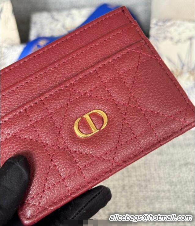 Good Taste Dior Caro Freesia Card Holder in Supple Cannage Calfskin S5130 Red 2025