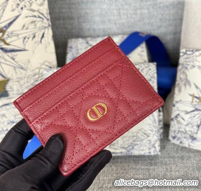Good Taste Dior Caro Freesia Card Holder in Supple Cannage Calfskin S5130 Red 2025