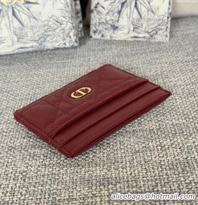Good Taste Dior Caro Freesia Card Holder in Supple Cannage Calfskin S5130 Red 2025