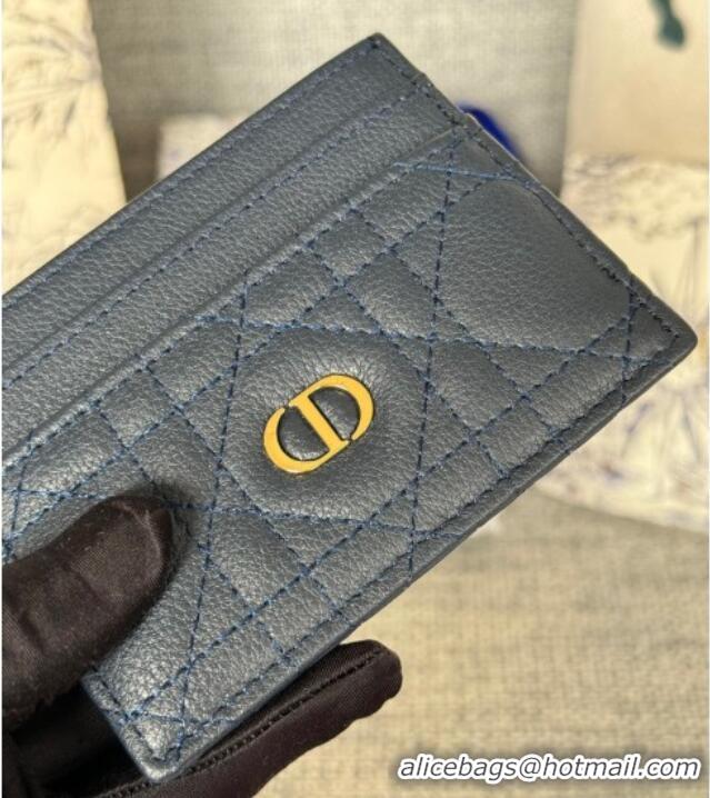 New Style Dior Caro Freesia Card Holder in Supple Cannage Calfskin S5130 Midnight Blue 2025