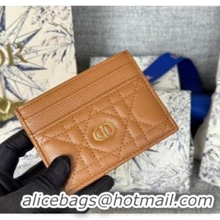 Buy Fashionable Dior Caro Freesia Card Holder in Supple Cannage Calfskin S5130 Brown 2025