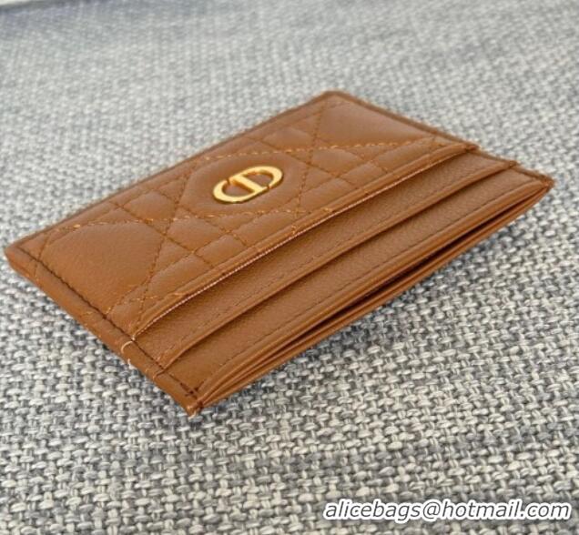 Buy Fashionable Dior Caro Freesia Card Holder in Supple Cannage Calfskin S5130 Brown 2025