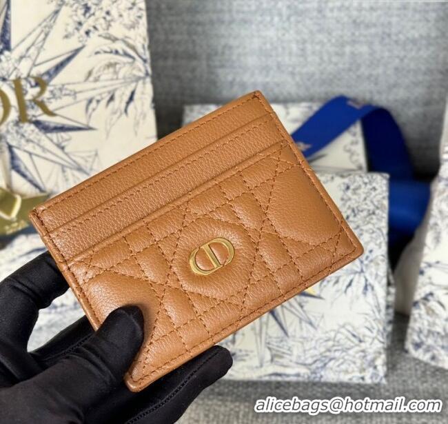 Buy Fashionable Dior Caro Freesia Card Holder in Supple Cannage Calfskin S5130 Brown 2025