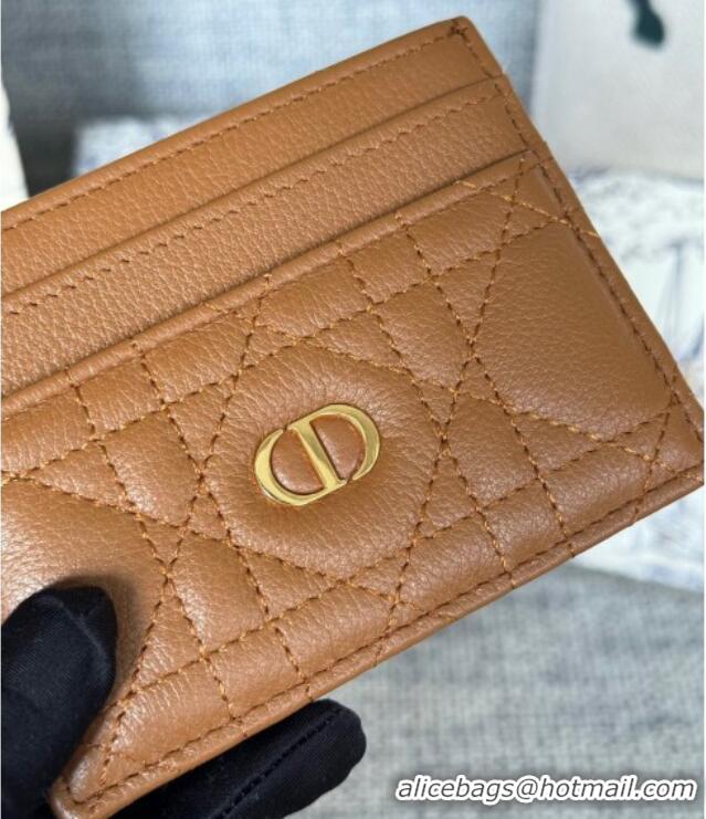 Buy Fashionable Dior Caro Freesia Card Holder in Supple Cannage Calfskin S5130 Brown 2025