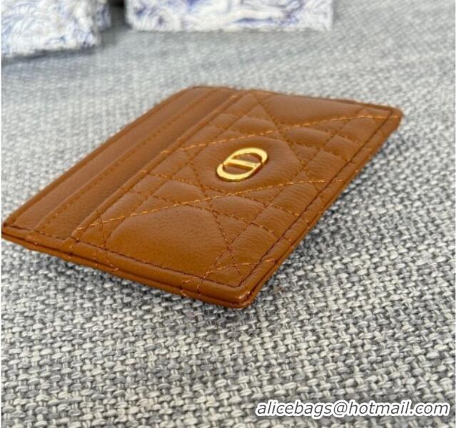 Buy Fashionable Dior Caro Freesia Card Holder in Supple Cannage Calfskin S5130 Brown 2025