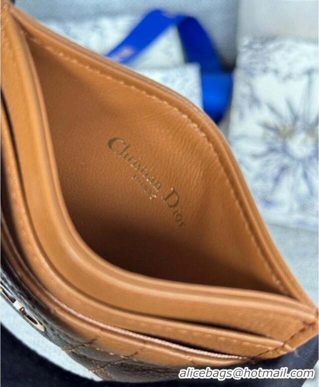 Buy Fashionable Dior Caro Freesia Card Holder in Supple Cannage Calfskin S5130 Brown 2025