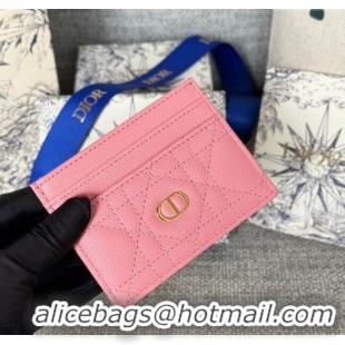 Well Crafted Dior Caro Freesia Card Holder in Supple Cannage Calfskin S5130 Pink 2025