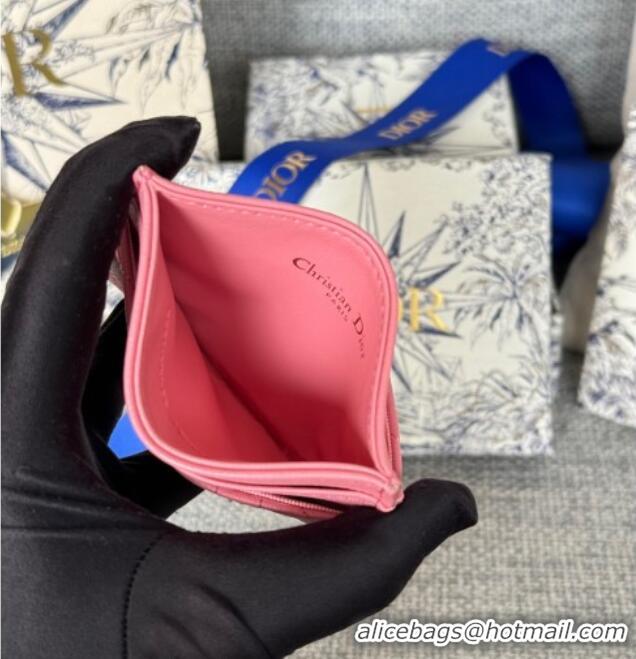 Well Crafted Dior Caro Freesia Card Holder in Supple Cannage Calfskin S5130 Pink 2025
