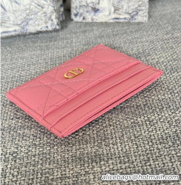 Well Crafted Dior Caro Freesia Card Holder in Supple Cannage Calfskin S5130 Pink 2025