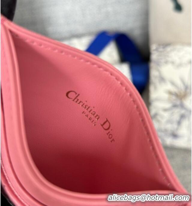 Well Crafted Dior Caro Freesia Card Holder in Supple Cannage Calfskin S5130 Pink 2025