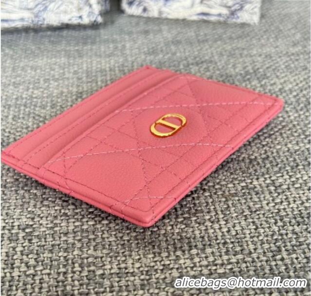 Well Crafted Dior Caro Freesia Card Holder in Supple Cannage Calfskin S5130 Pink 2025