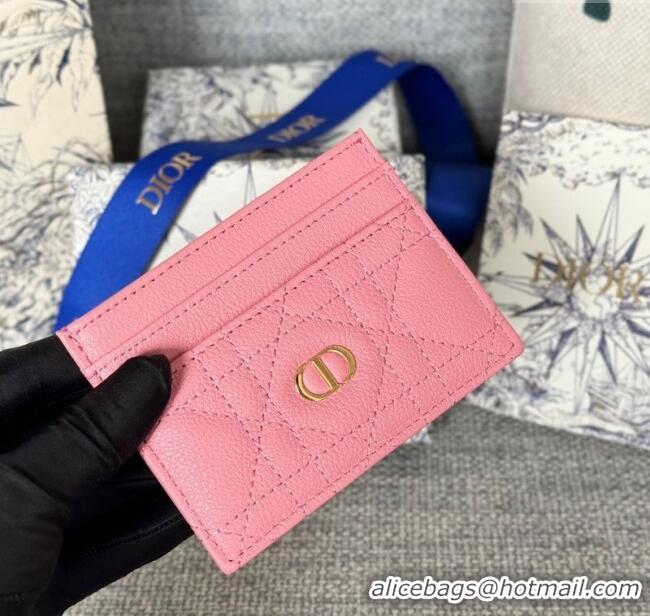 Well Crafted Dior Caro Freesia Card Holder in Supple Cannage Calfskin S5130 Pink 2025
