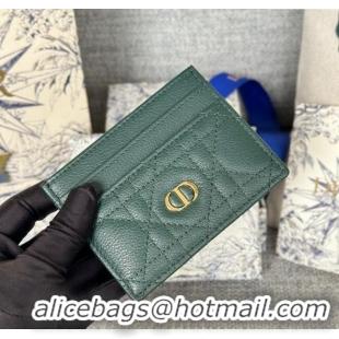 Good Product Dior Caro Freesia Card Holder in Supple Cannage Calfskin S5130 Dark Green 2025
