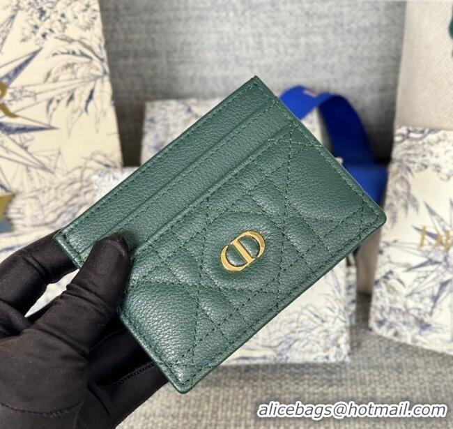 Good Product Dior Caro Freesia Card Holder in Supple Cannage Calfskin S5130 Dark Green 2025