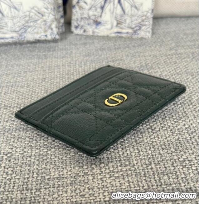 Good Product Dior Caro Freesia Card Holder in Supple Cannage Calfskin S5130 Dark Green 2025