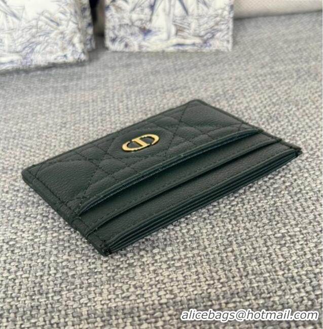 Good Product Dior Caro Freesia Card Holder in Supple Cannage Calfskin S5130 Dark Green 2025