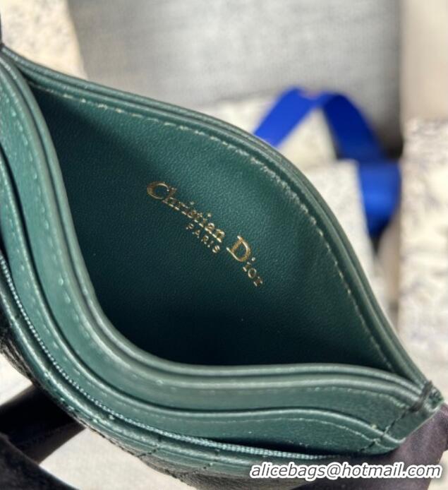Good Product Dior Caro Freesia Card Holder in Supple Cannage Calfskin S5130 Dark Green 2025