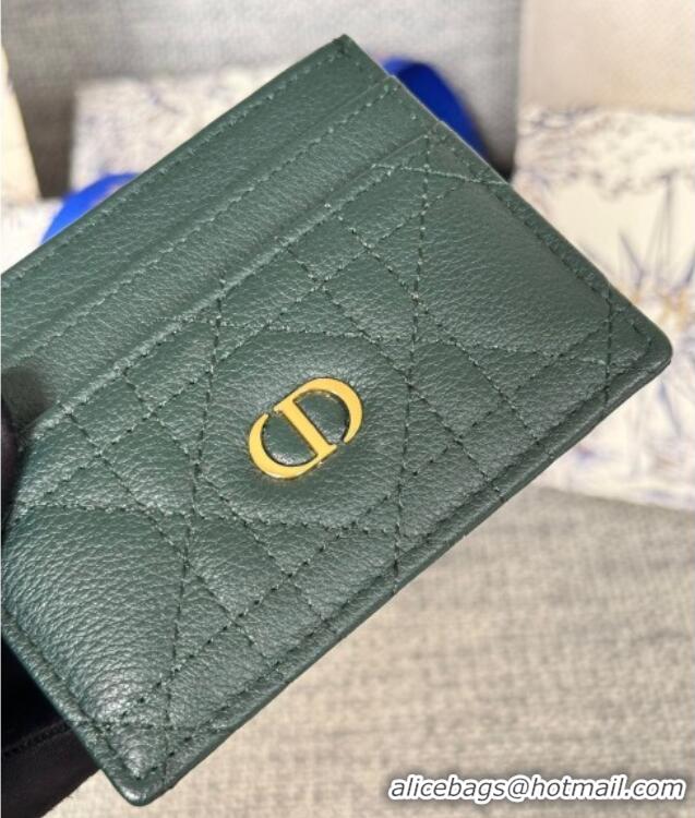 Good Product Dior Caro Freesia Card Holder in Supple Cannage Calfskin S5130 Dark Green 2025
