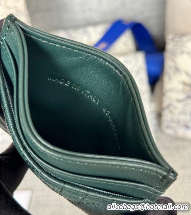 Good Product Dior Caro Freesia Card Holder in Supple Cannage Calfskin S5130 Dark Green 2025