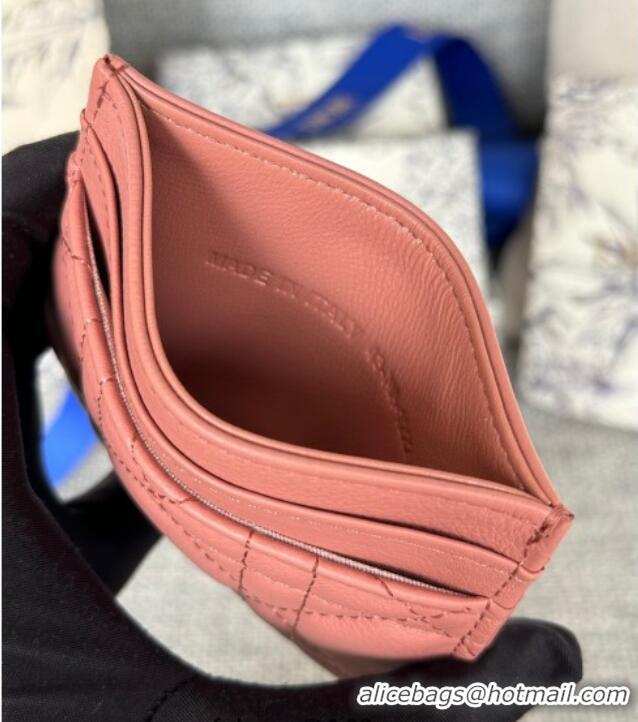 Top Quality Dior Caro Freesia Card Holder in Supple Cannage Calfskin S5130 Pink 2025