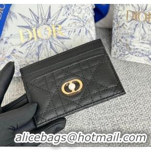 Best Price Dior Caro Freesia Card Holder in Supple Cannage Calfskin with Pearl S5130 Black 2025