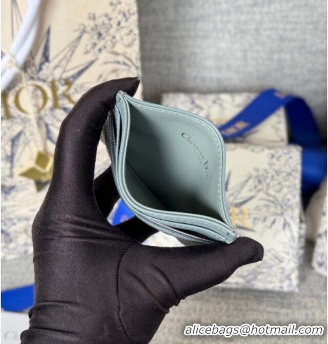Top Quality Dior Caro Freesia Card Holder in Supple Cannage Calfskin S5130 Grey 2025