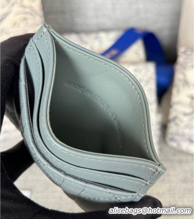 Top Quality Dior Caro Freesia Card Holder in Supple Cannage Calfskin S5130 Grey 2025