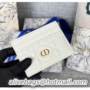 Buy Fashionable Dior Caro Freesia Card Holder in Supple Cannage Calfskin S5130 White 2025