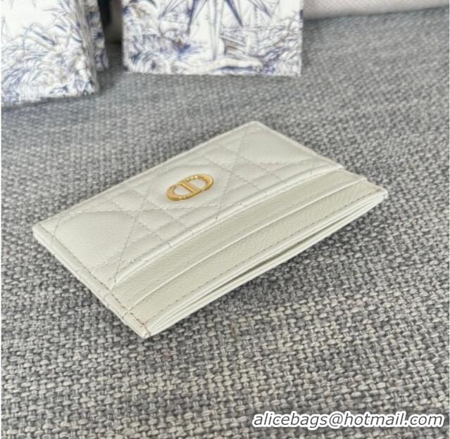 Buy Fashionable Dior Caro Freesia Card Holder in Supple Cannage Calfskin S5130 White 2025