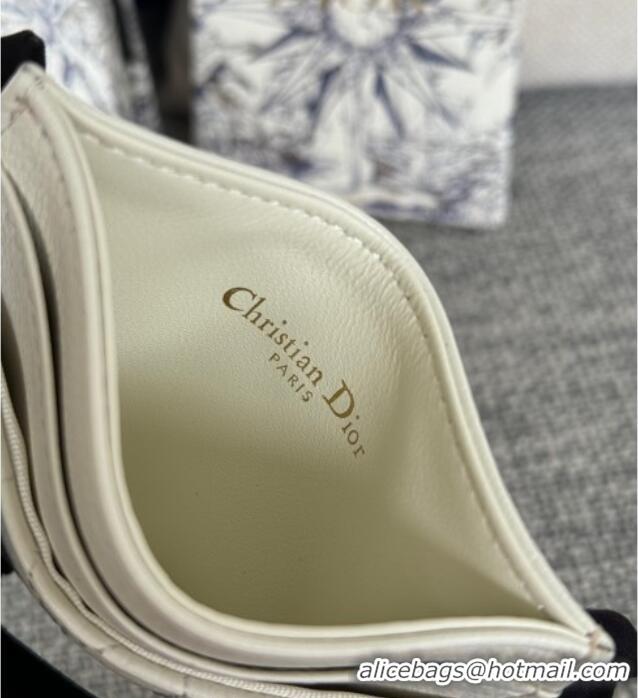 Buy Fashionable Dior Caro Freesia Card Holder in Supple Cannage Calfskin S5130 White 2025