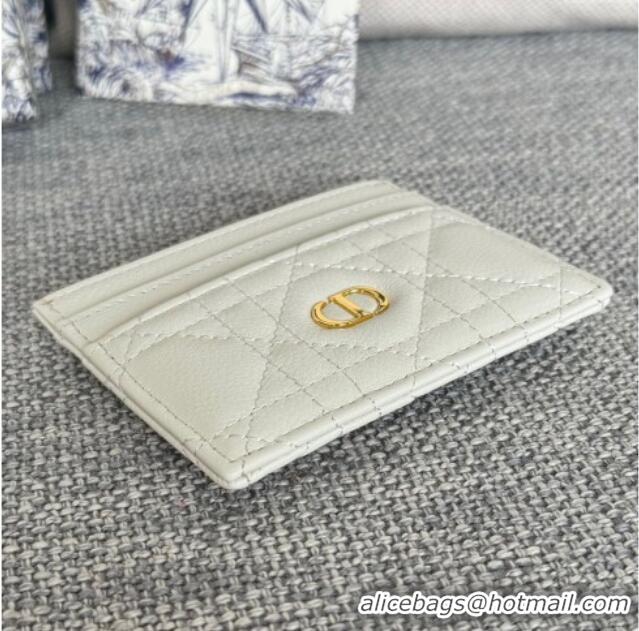 Buy Fashionable Dior Caro Freesia Card Holder in Supple Cannage Calfskin S5130 White 2025