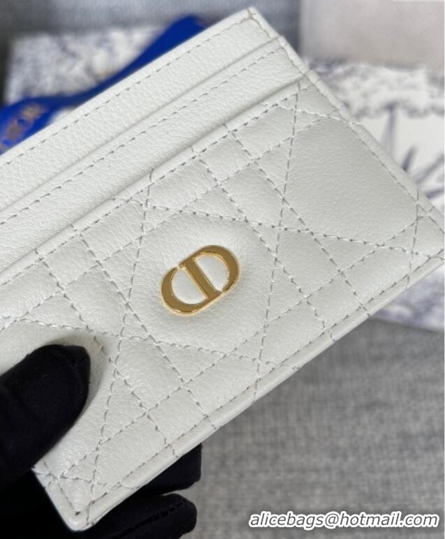Buy Fashionable Dior Caro Freesia Card Holder in Supple Cannage Calfskin S5130 White 2025