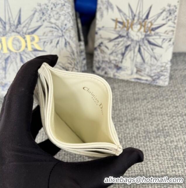 Buy Fashionable Dior Caro Freesia Card Holder in Supple Cannage Calfskin S5130 White 2025