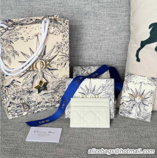 Buy Fashionable Dior Caro Freesia Card Holder in Supple Cannage Calfskin S5130 White 2025
