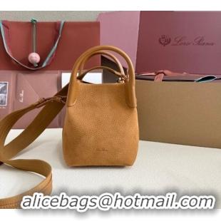 Well Crafted Loro Piana Micro Bale Bucket Bag in Grained Leather 0925 Nubuck Brown 2025
