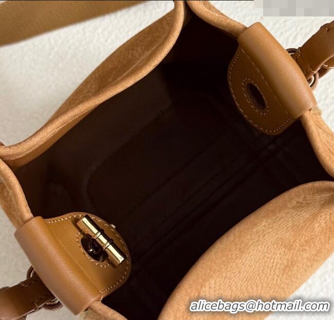 Well Crafted Loro Piana Micro Bale Bucket Bag in Grained Leather 0925 Nubuck Brown 2025